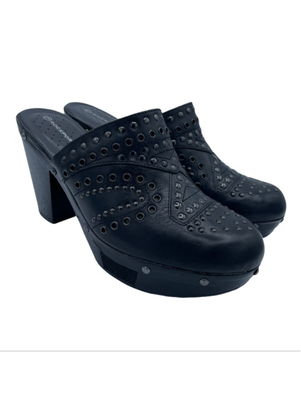 Rockport Katja Studded Leather Mules with Adiprene by Adidas Soles